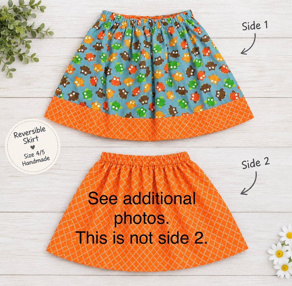 Reversible Marvel Superhero/Autumn Owls Handmade Skirt Girls 4/5